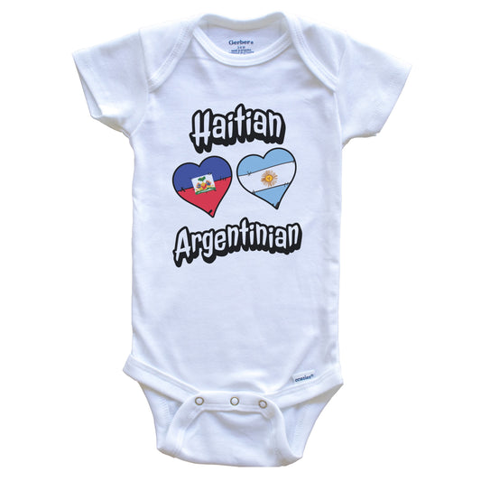 Haitian Argentinian Flag Heart Combo Haiti Argentina Baby Bodysuit