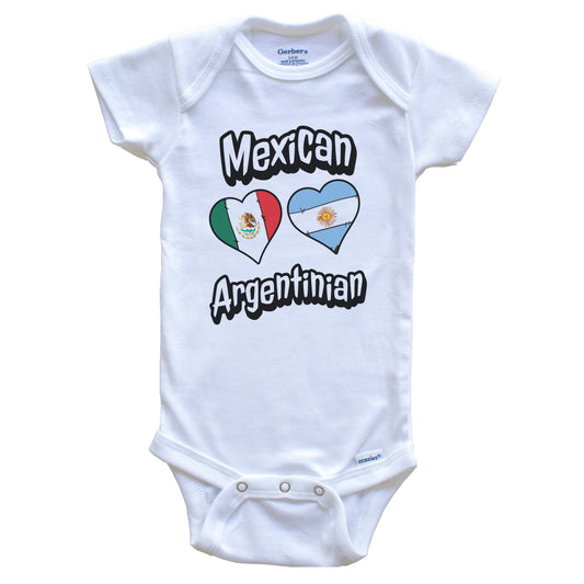 Mexican Argentinian Flag Heart Combo Mexico Argentina Baby Bodysuit