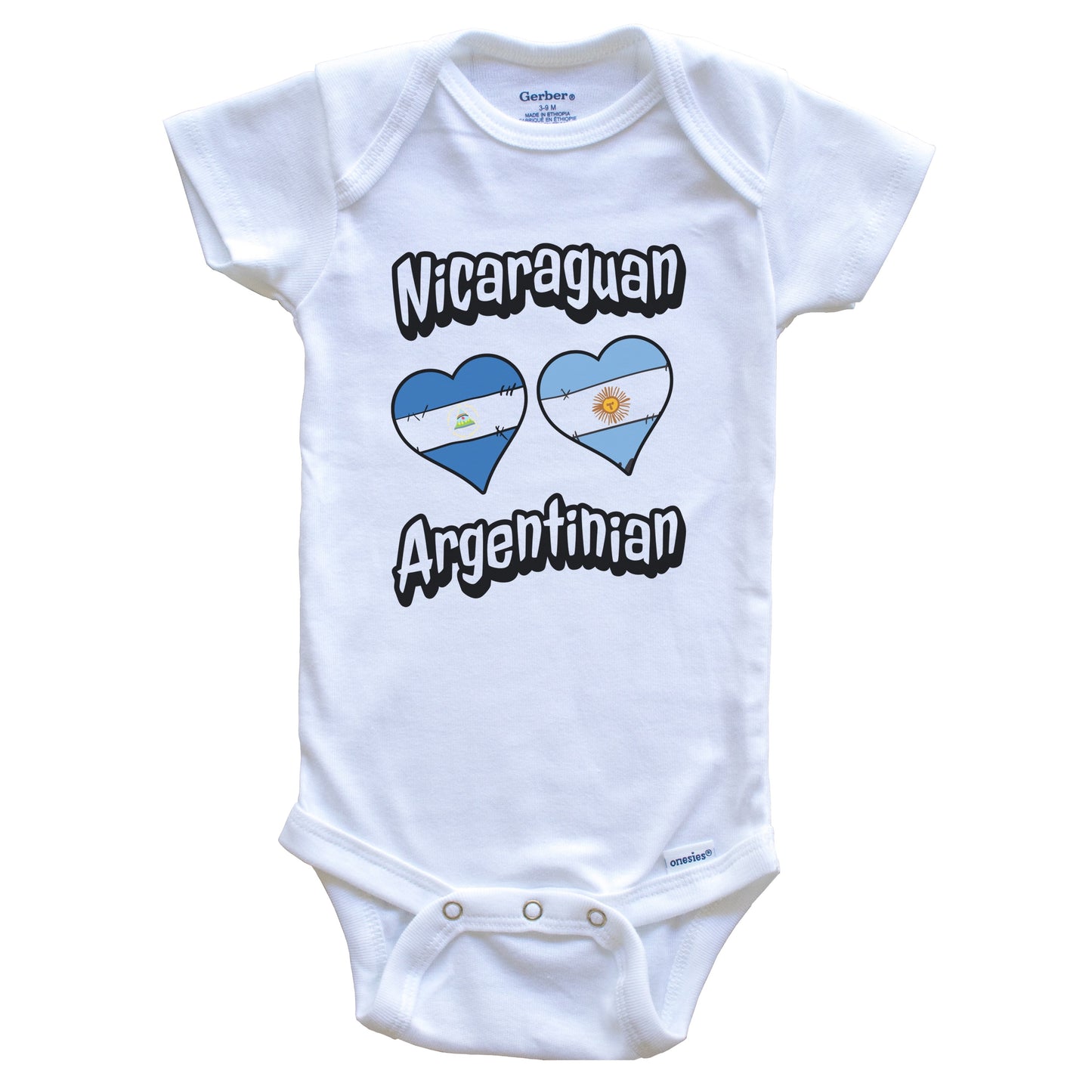 Nicaraguan Argentinian Flag Heart Combo Nicaragua Argentina Baby Bodysuit