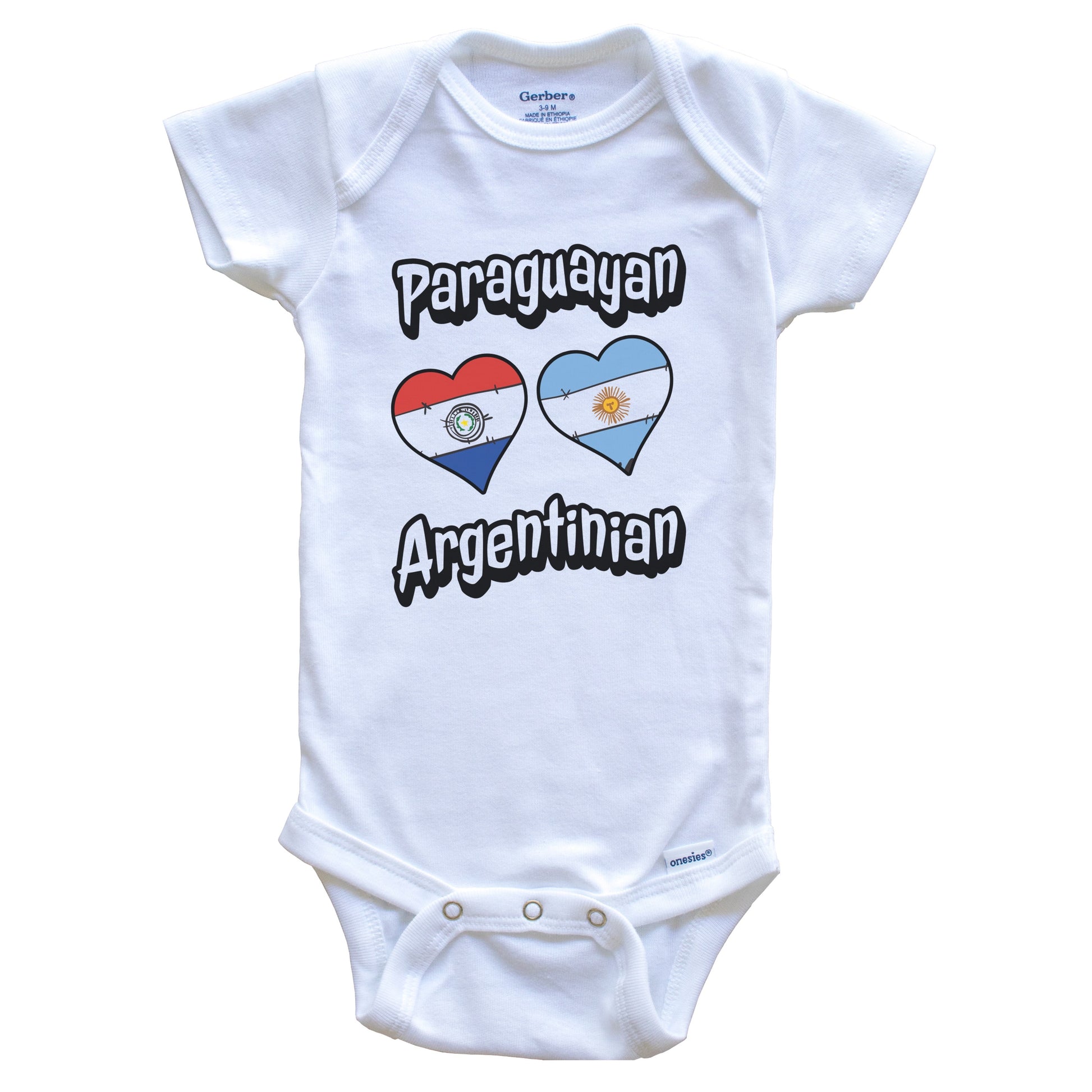 Paraguayan Argentinian Flag Heart Combo Paraguay Argentina Baby Bodysuit