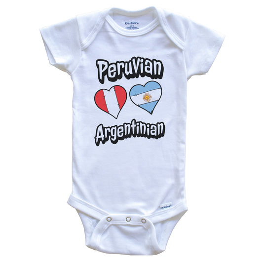 Peruvian Argentinian Flag Heart Combo Peru Argentina Baby Bodysuit
