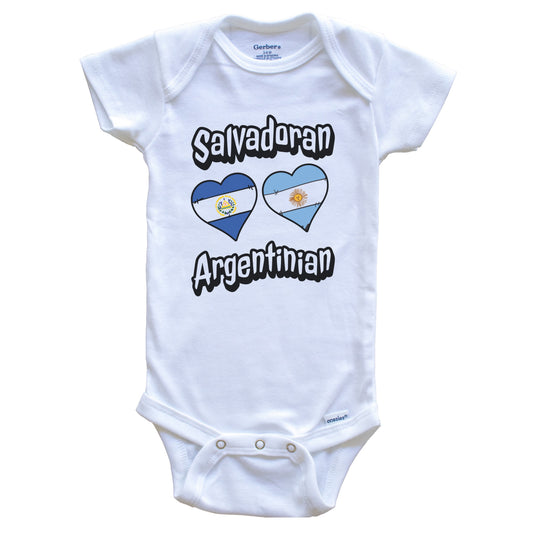 Salvadoran Argentinian Flag Hearts El Salvador Argentina Baby Bodysuit