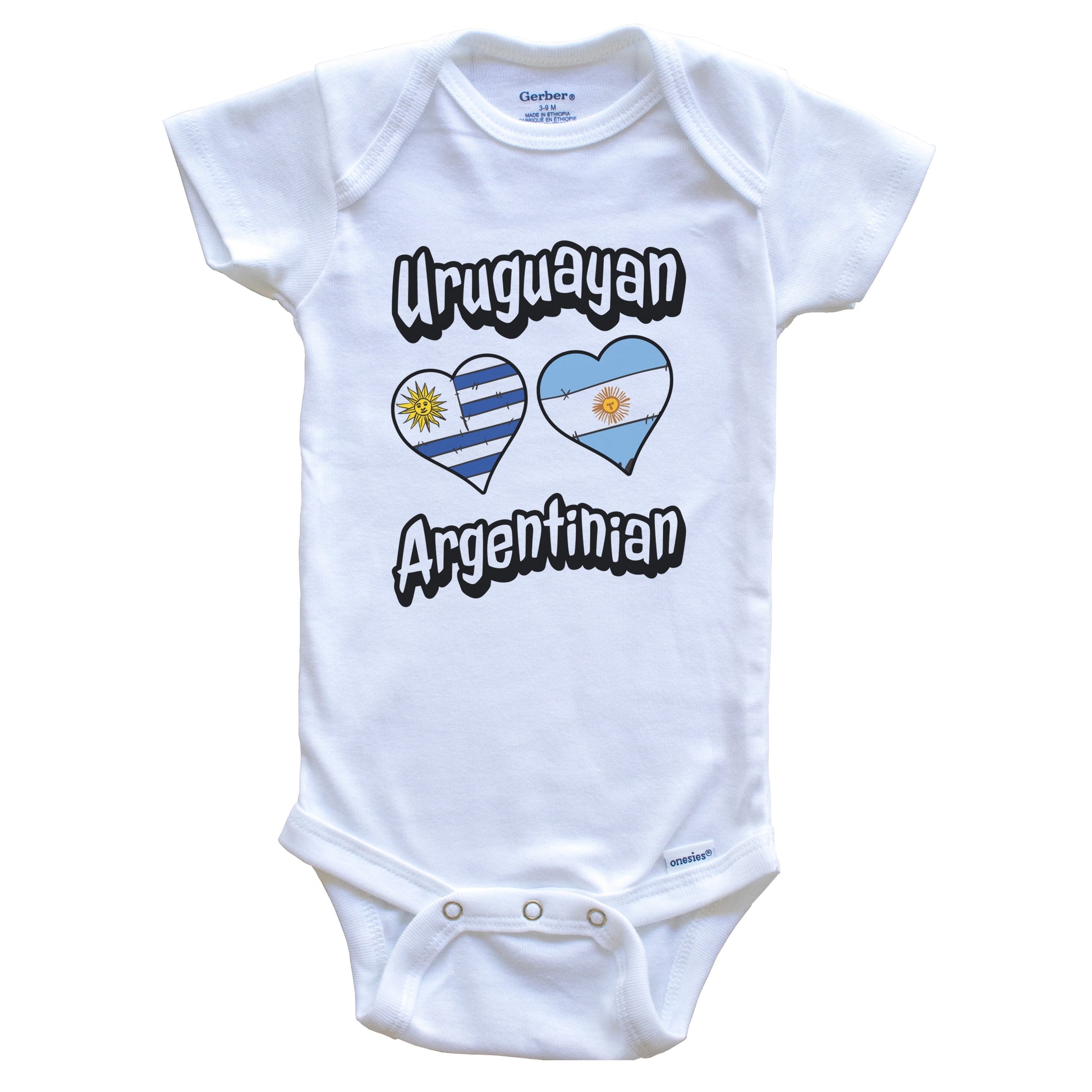 Uruguayan Argentinian Flag Heart Combo Uruguay Argentina Baby Bodysuit