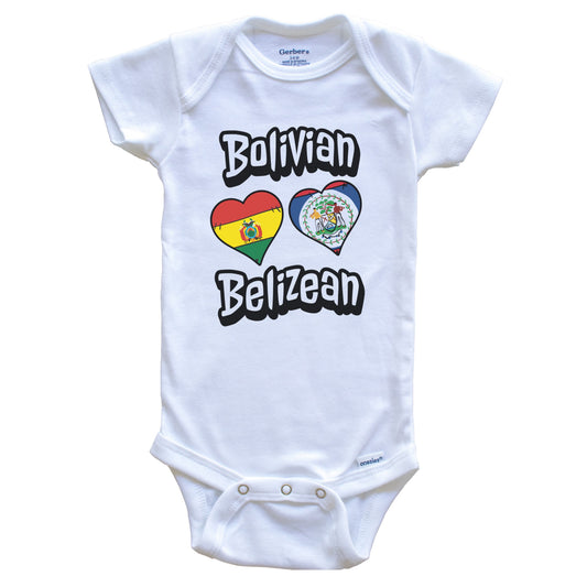 Bolivian Belizean Flag Heart Combo Bolivia Belize Baby Bodysuit
