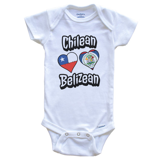 Chilean Belizean Flag Heart Combo Chile Belize Baby Bodysuit