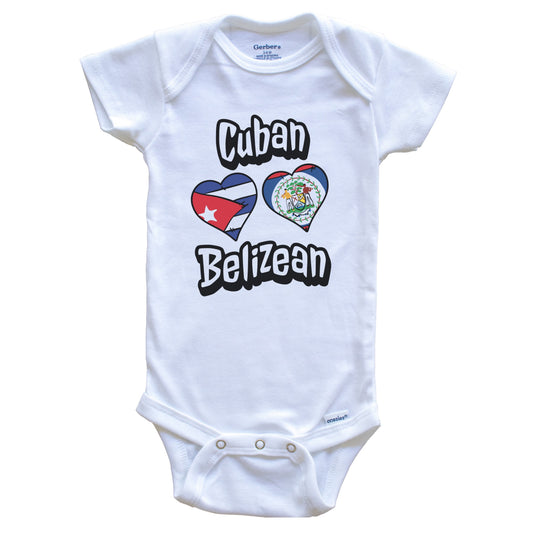Cuban Belizean Flag Heart Combo Cuba Belize Baby Bodysuit