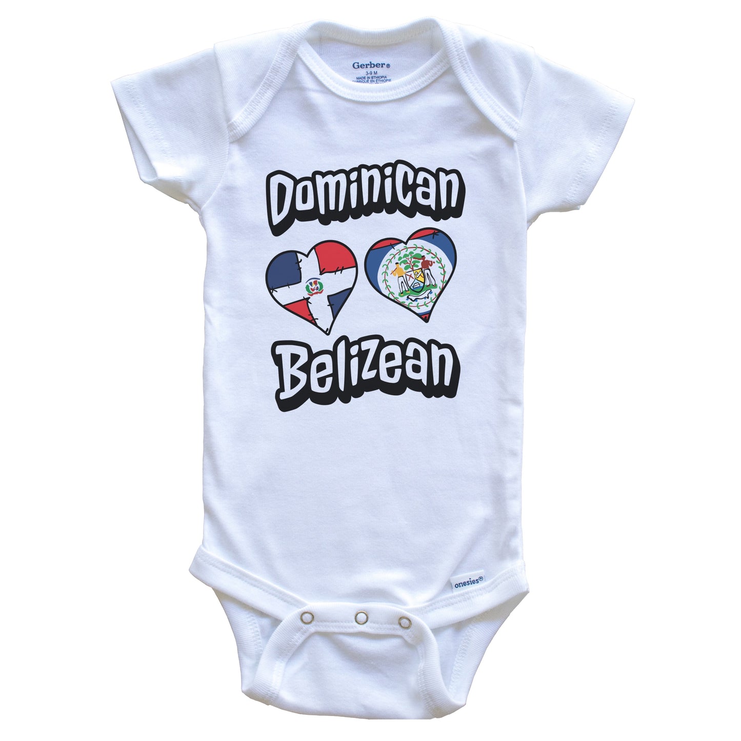 Dominican Belizean Flag Hearts Dominican Republic Belize Baby Bodysuit
