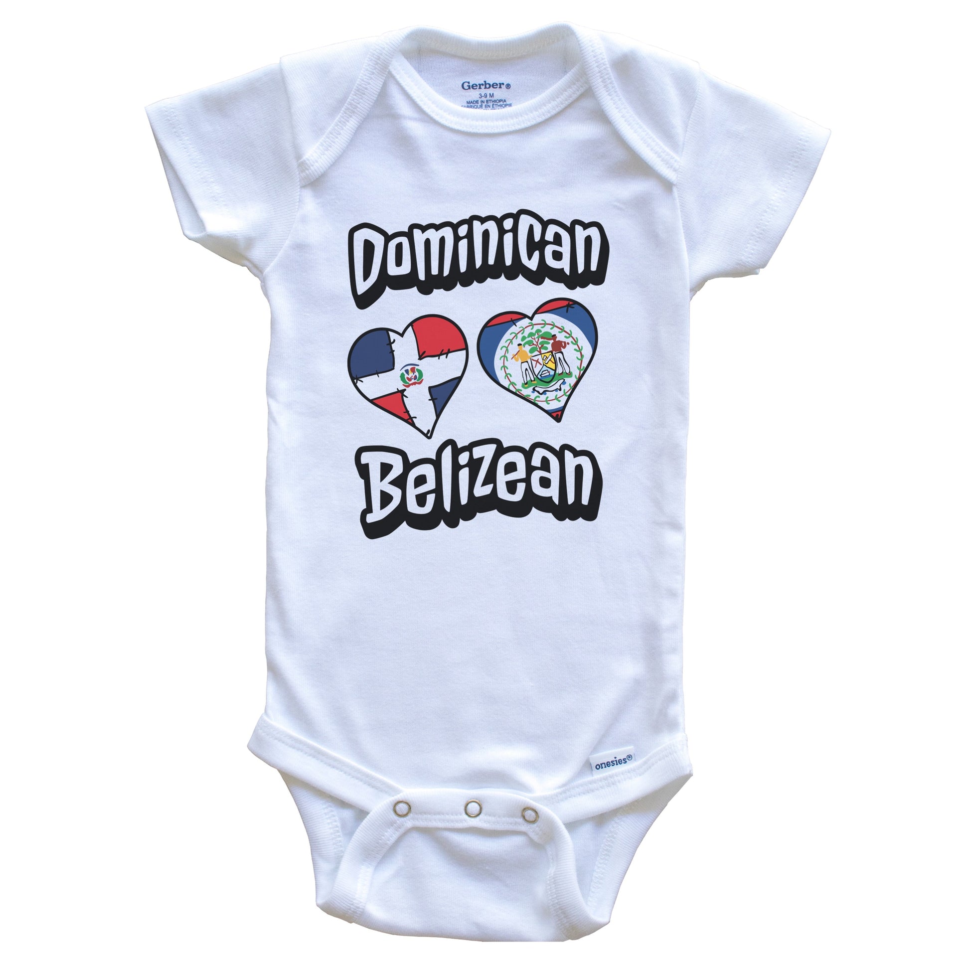 Dominican Belizean Flag Hearts Dominican Republic Belize Baby Bodysuit