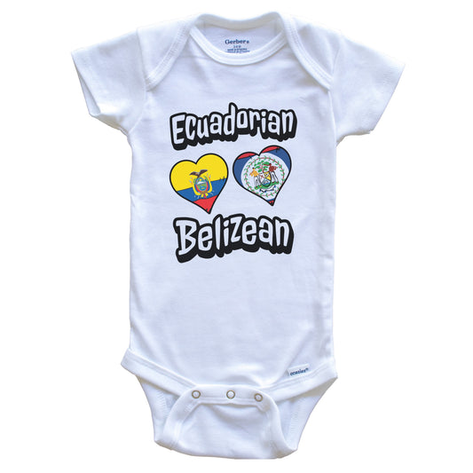 Ecuadorian Belizean Flag Heart Combo Ecuador Belize Baby Bodysuit