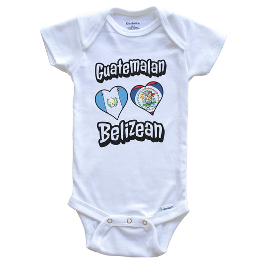 Guatemalan Belizean Flag Heart Combo Guatemala Belize Baby Bodysuit