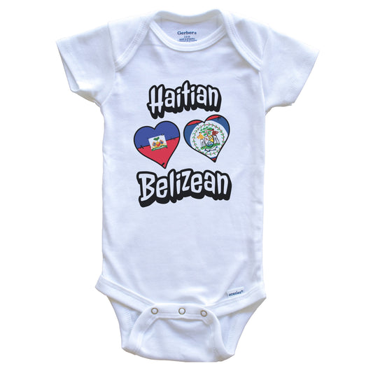 Haitian Belizean Flag Heart Combo Haiti Belize Baby Bodysuit
