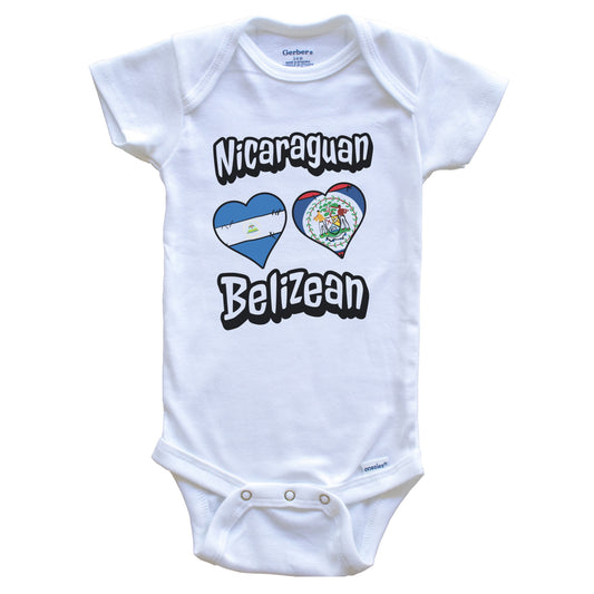 Nicaraguan Belizean Flag Heart Combo Nicaragua Belize Baby Bodysuit