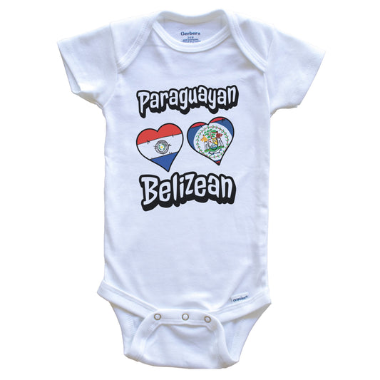 Paraguayan Belizean Flag Heart Combo Paraguay Belize Baby Bodysuit