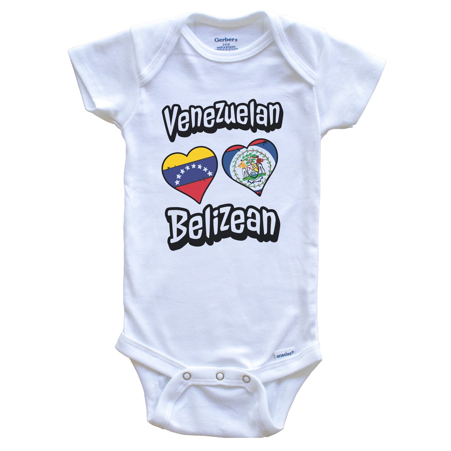 Venezuelan Belizean Flag Heart Combo Venezuela Belize Baby Bodysuit