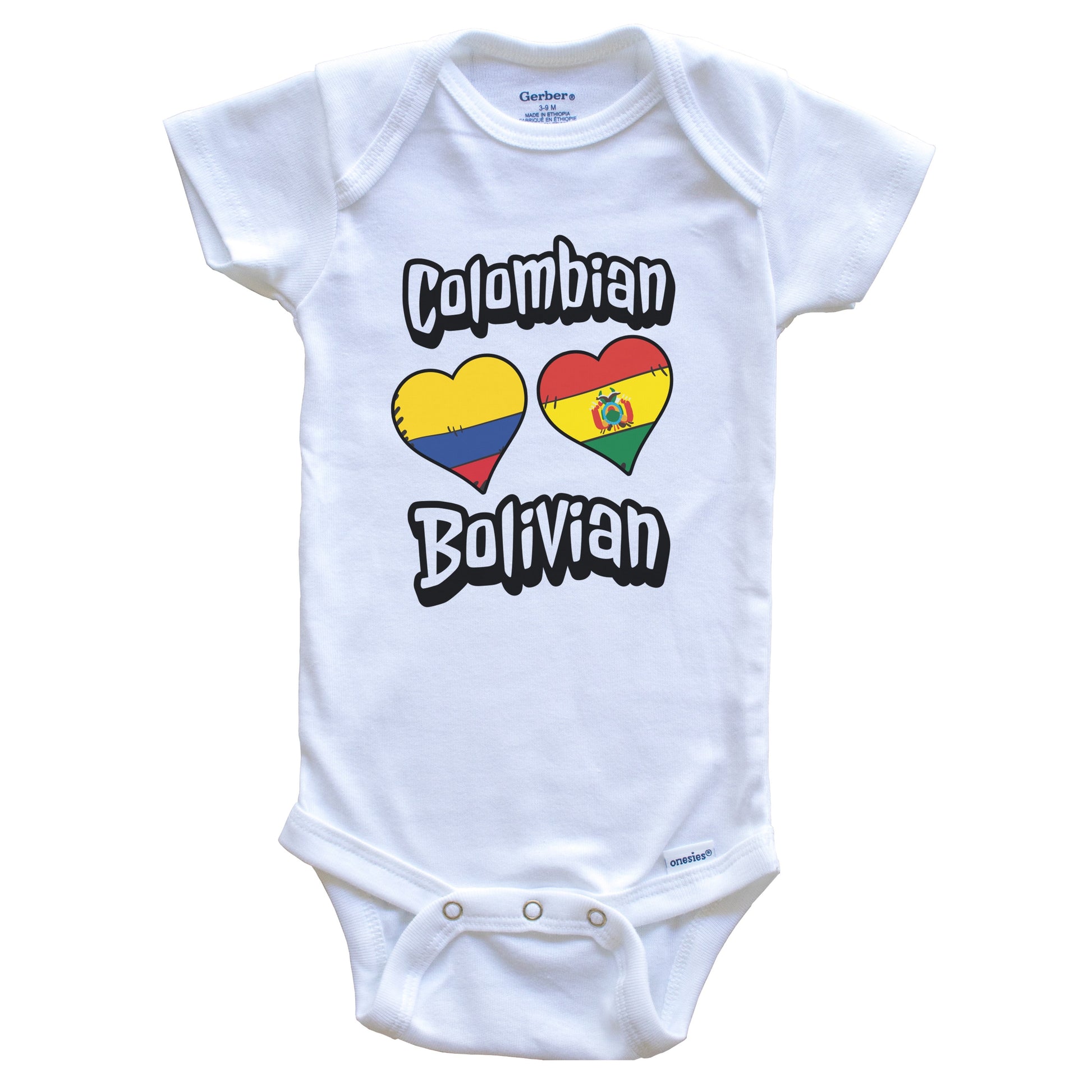 Colombian Bolivian Flag Heart Combo Colombia Bolivia Baby Bodysuit