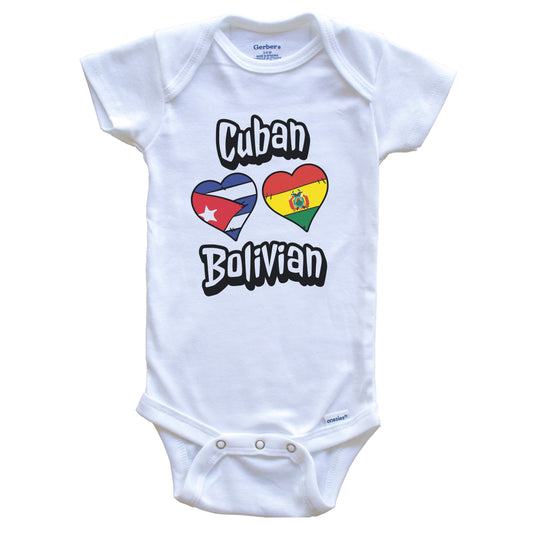 Cuban Bolivian Flag Heart Combo Cuba Bolivia Baby Bodysuit