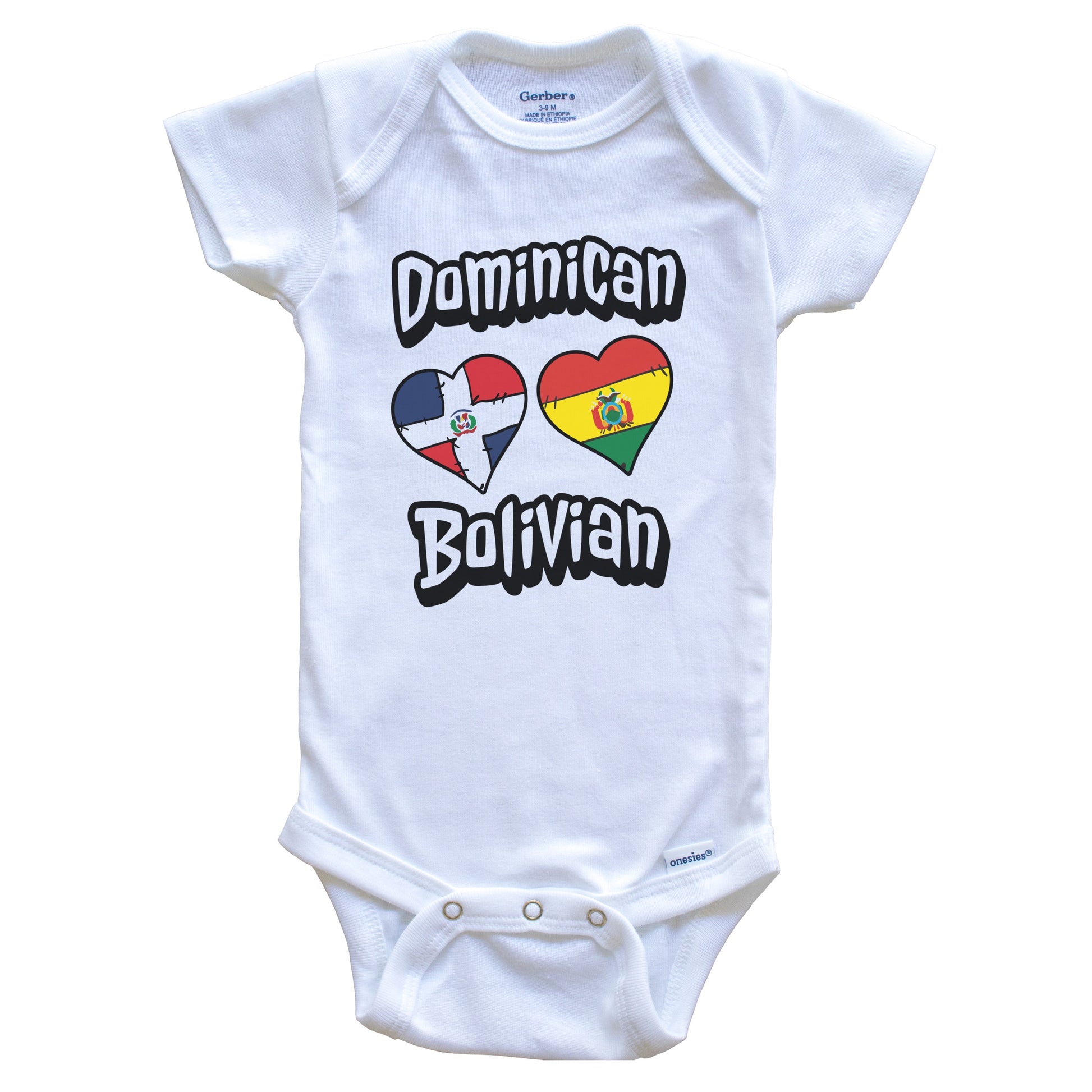 Dominican Bolivian Flag Hearts Dominican Republic Bolivia Baby Bodysuit