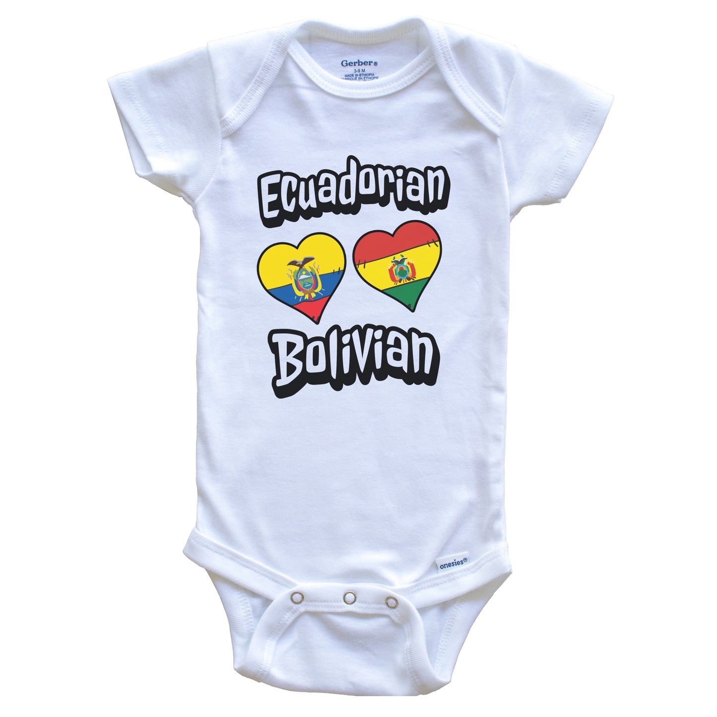 Ecuadorian Bolivian Flag Heart Combo Ecuador Bolivia Baby Bodysuit