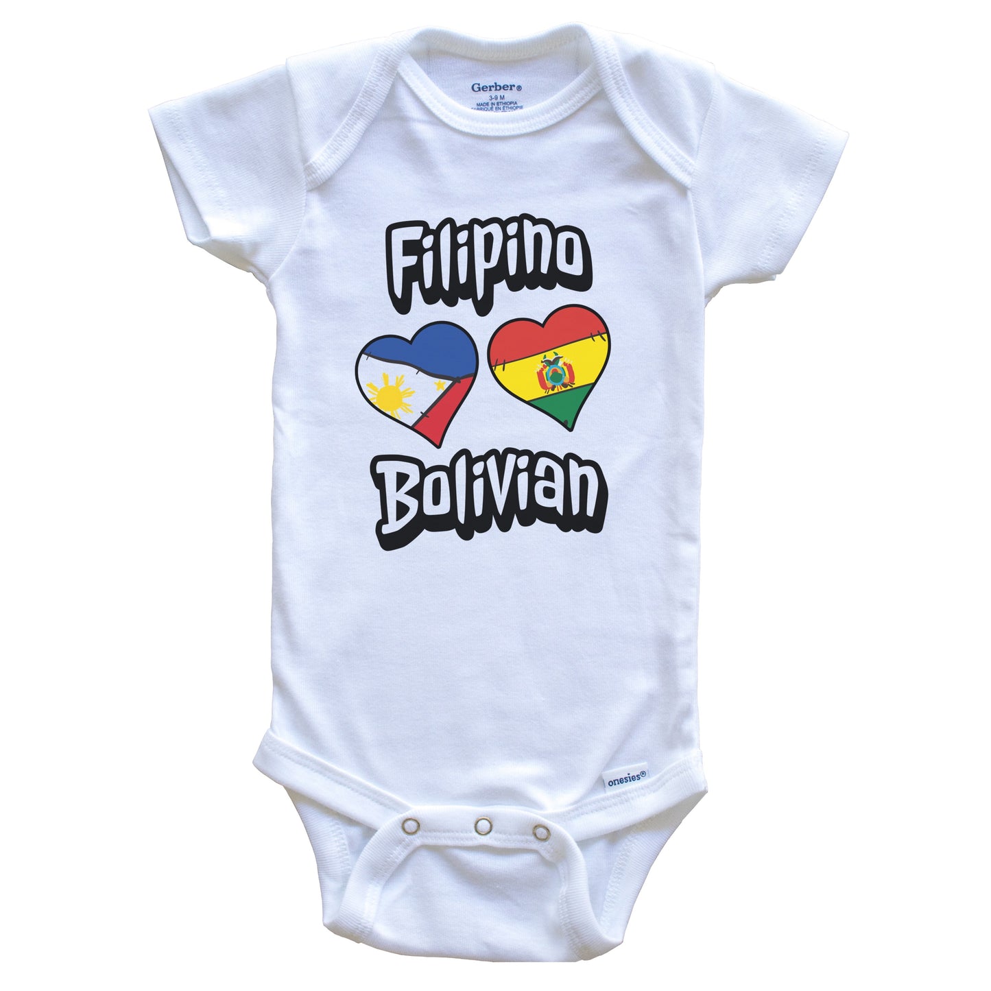 Filipino Bolivian Flag Heart Combo Philippines Bolivia Baby Bodysuit