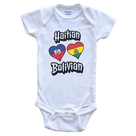 Haitian Bolivian Flag Heart Combo Haiti Bolivia Baby Bodysuit