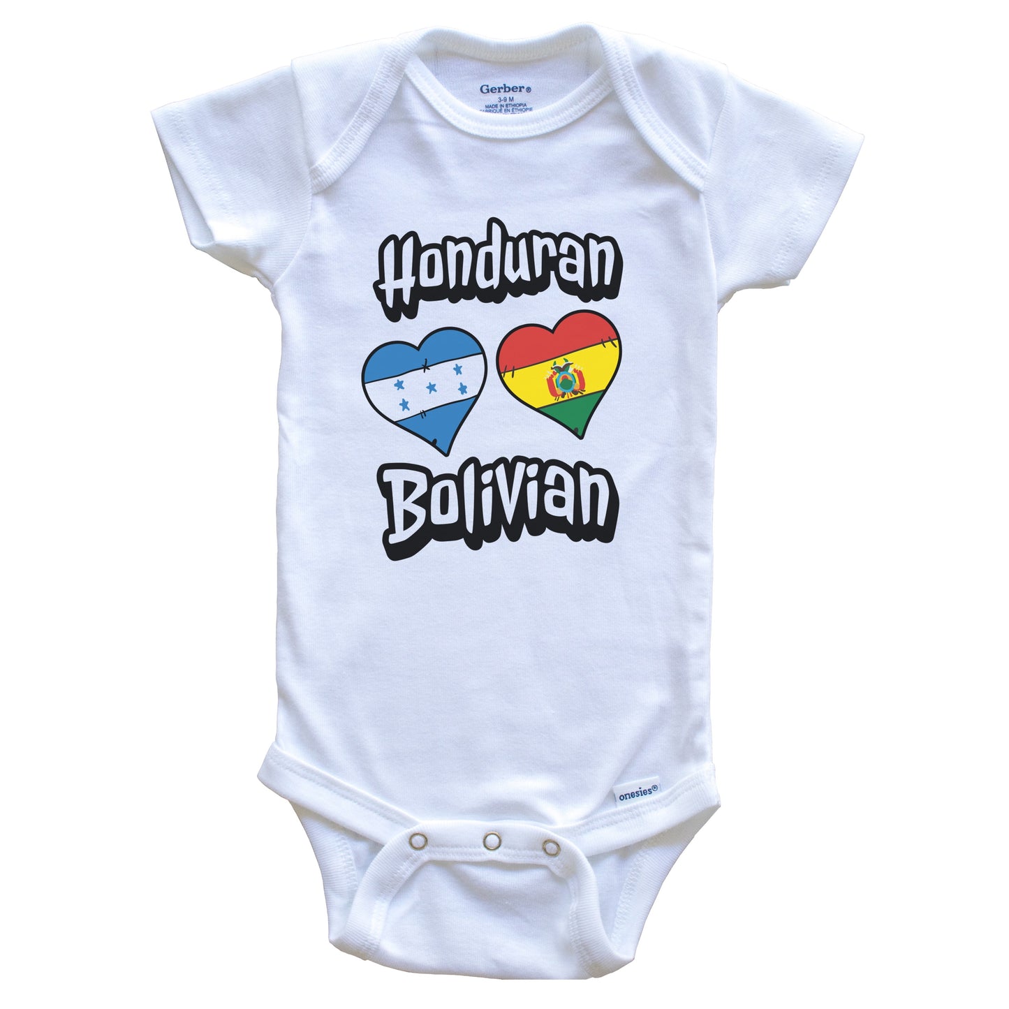 Honduran Bolivian Flag Heart Combo Honduras Bolivia Baby Bodysuit