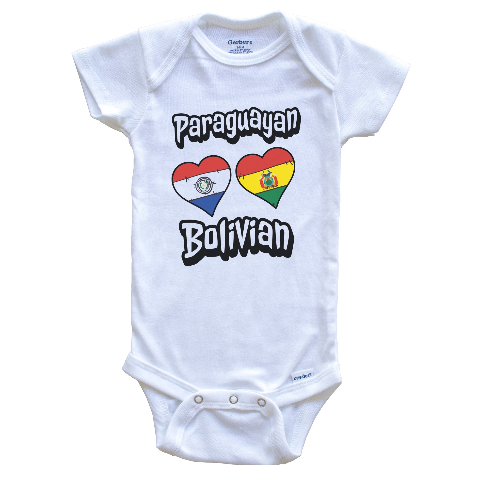 Paraguayan Bolivian Flag Heart Combo Paraguay Bolivia Baby Bodysuit