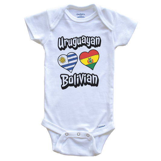 Uruguayan Bolivian Flag Heart Combo Uruguay Bolivia Baby Bodysuit