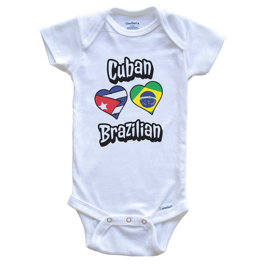 Cuban Brazilian Flag Heart Combo Cuba Brazil Baby Bodysuit
