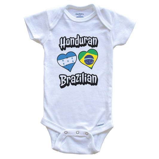 Honduran Brazilian Flag Heart Combo Honduras Brazil Baby Bodysuit