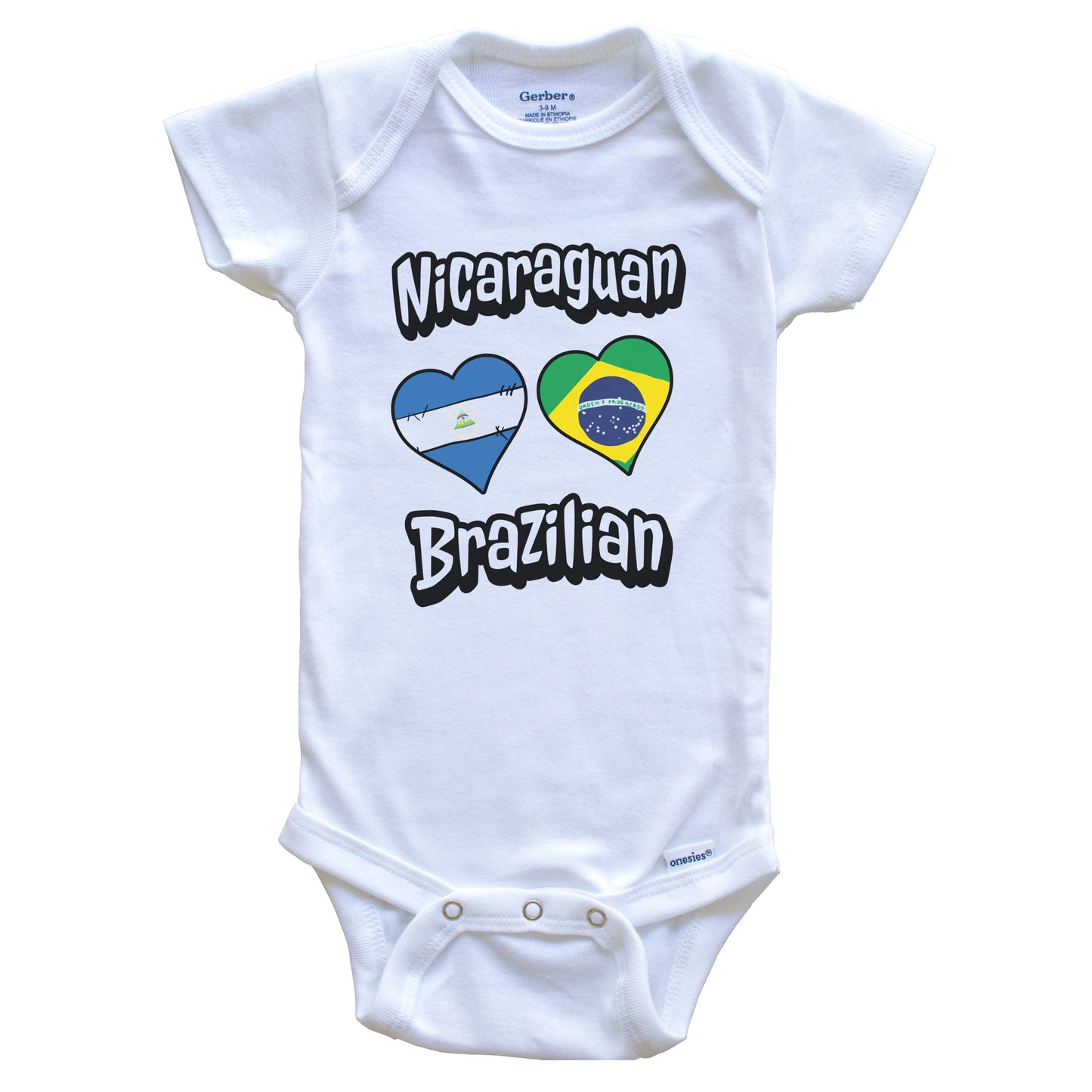 Nicaraguan Brazilian Flag Heart Combo Nicaragua Brazil Baby Bodysuit