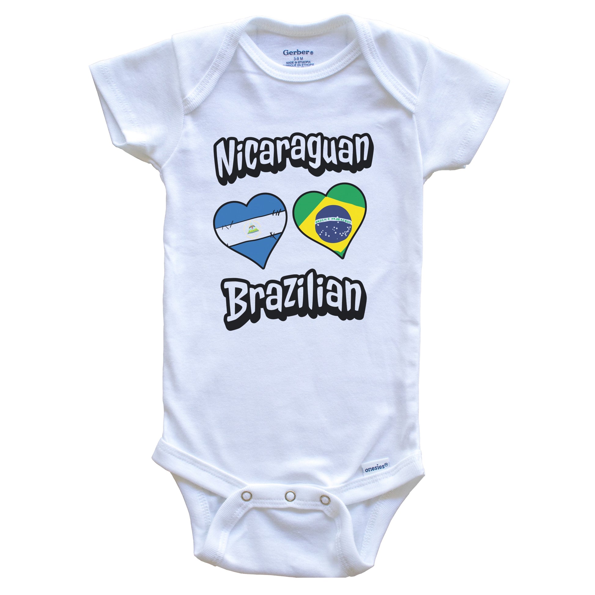 Nicaraguan Brazilian Flag Heart Combo Nicaragua Brazil Baby Bodysuit