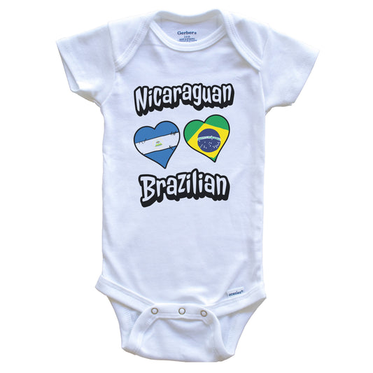 Nicaraguan Brazilian Flag Heart Combo Nicaragua Brazil Baby Bodysuit