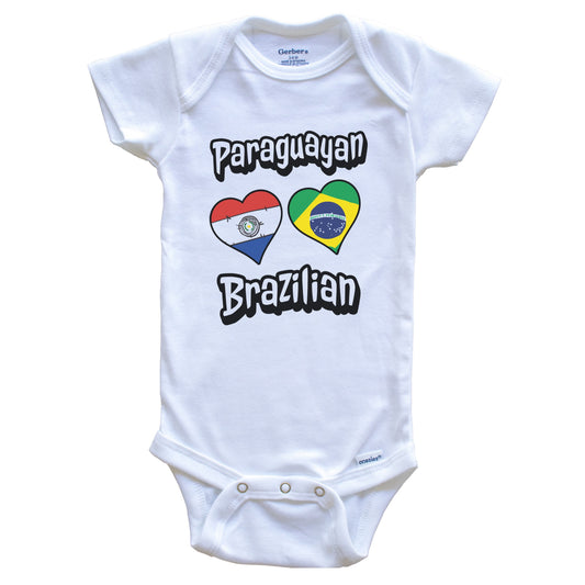 Paraguayan Brazilian Flag Heart Combo Paraguay Brazil Baby Bodysuit