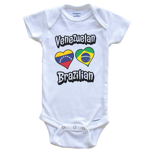 Venezuelan Brazilian Flag Heart Combo Venezuela Brazil Baby Bodysuit