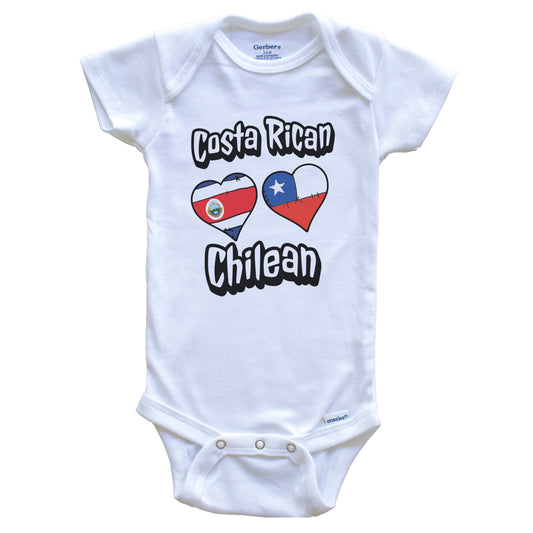 Costa Rican Chilean Flag Heart Combo Costa Rica Chile Baby Bodysuit