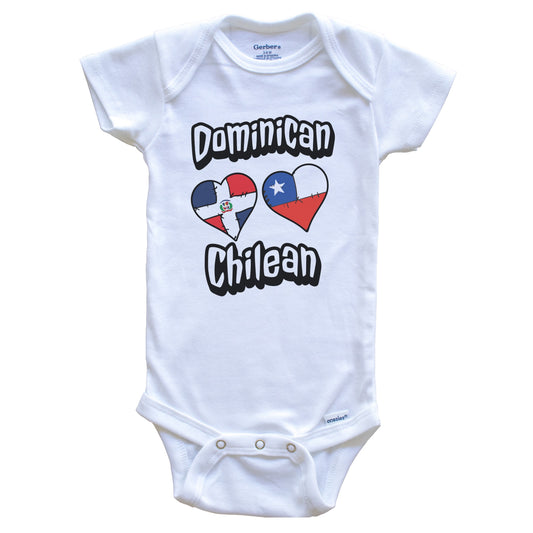 Dominican Chilean Flag Heart Combo Dominican Republic Chile Baby Bodysuit