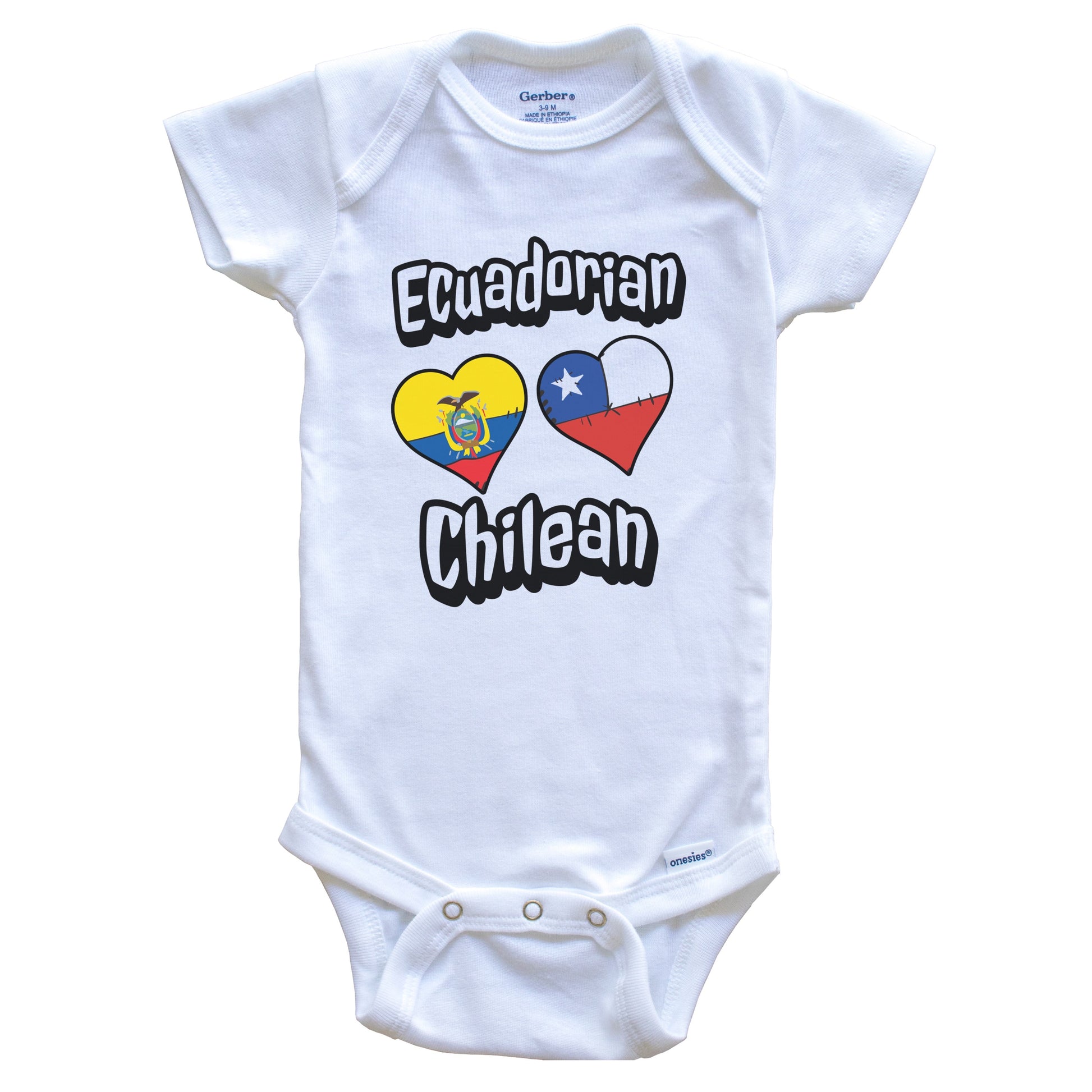 Ecuadorian Chilean Flag Heart Combo Ecuador Chile Baby Bodysuit