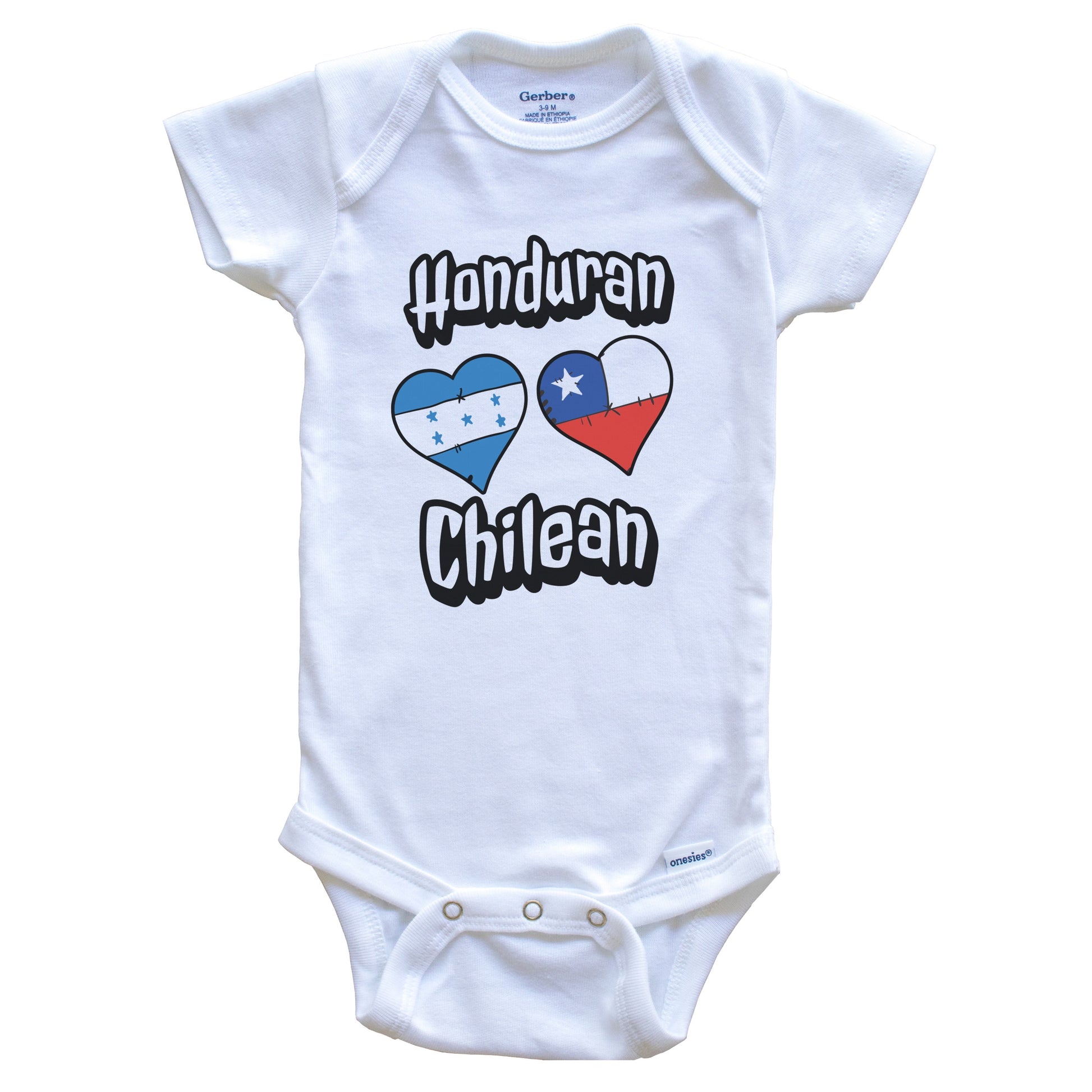 Honduran Chilean Flag Heart Combo Honduras Chile Baby Bodysuit