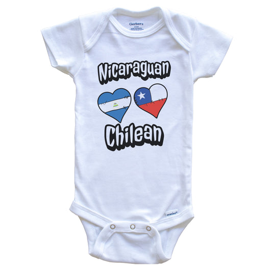 Nicaraguan Chilean Flag Heart Combo Nicaragua Chile Baby Bodysuit