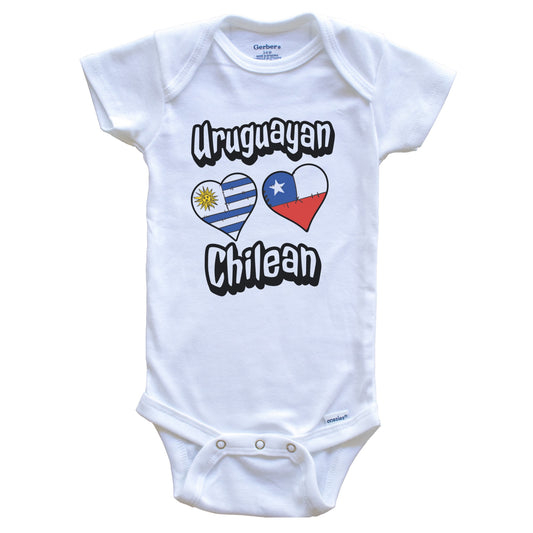 Uruguayan Chilean Flag Heart Combo Uruguay Chile Baby Bodysuit