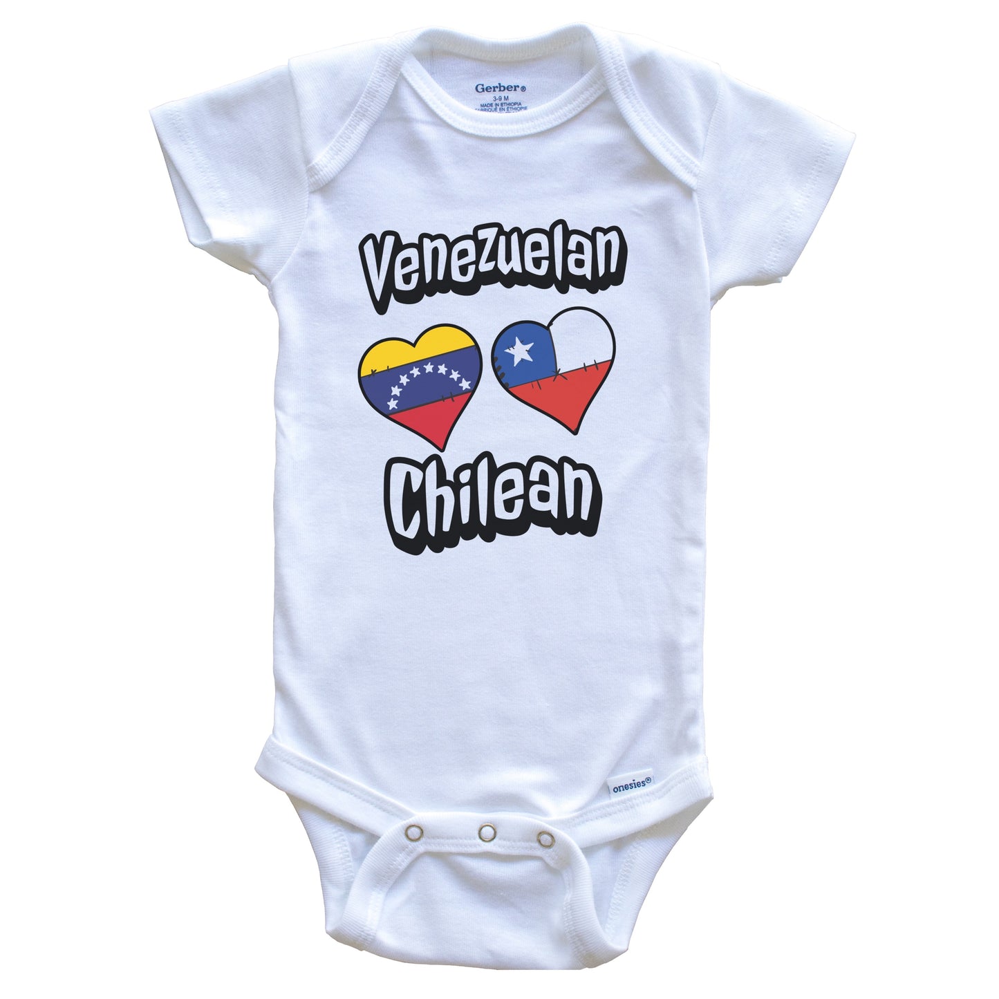 Venezuelan Chilean Flag Heart Combo Venezuela Chile Baby Bodysuit