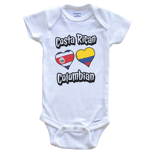 Costa Rican Colombian Flag Heart Combo Costa Rica Colombia Baby Bodysuit