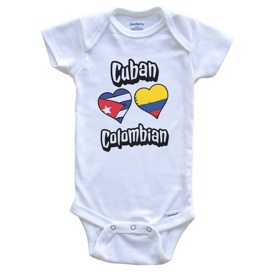 Cuban Colombian Flag Heart Combo Cuba Colombia Baby Bodysuit
