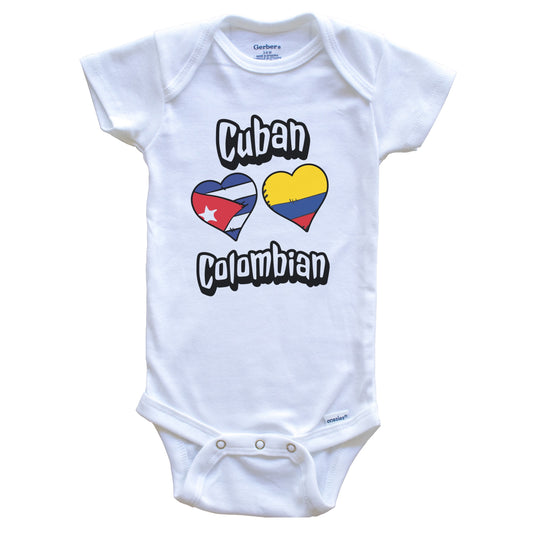 Cuban Colombian Flag Heart Combo Cuba Colombia Baby Bodysuit