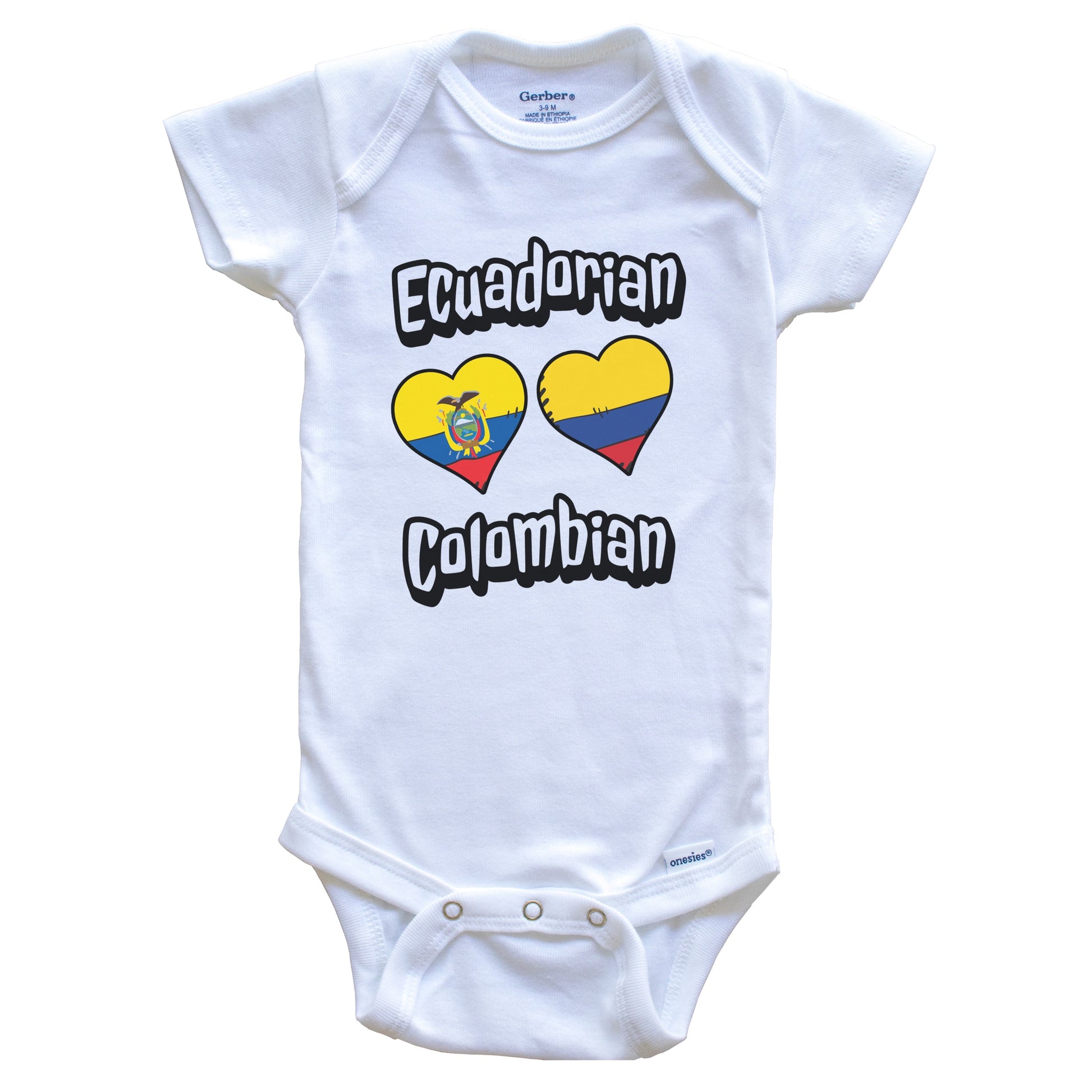 Ecuadorian Colombian Flag Heart Combo Ecuador Colombia Baby Bodysuit