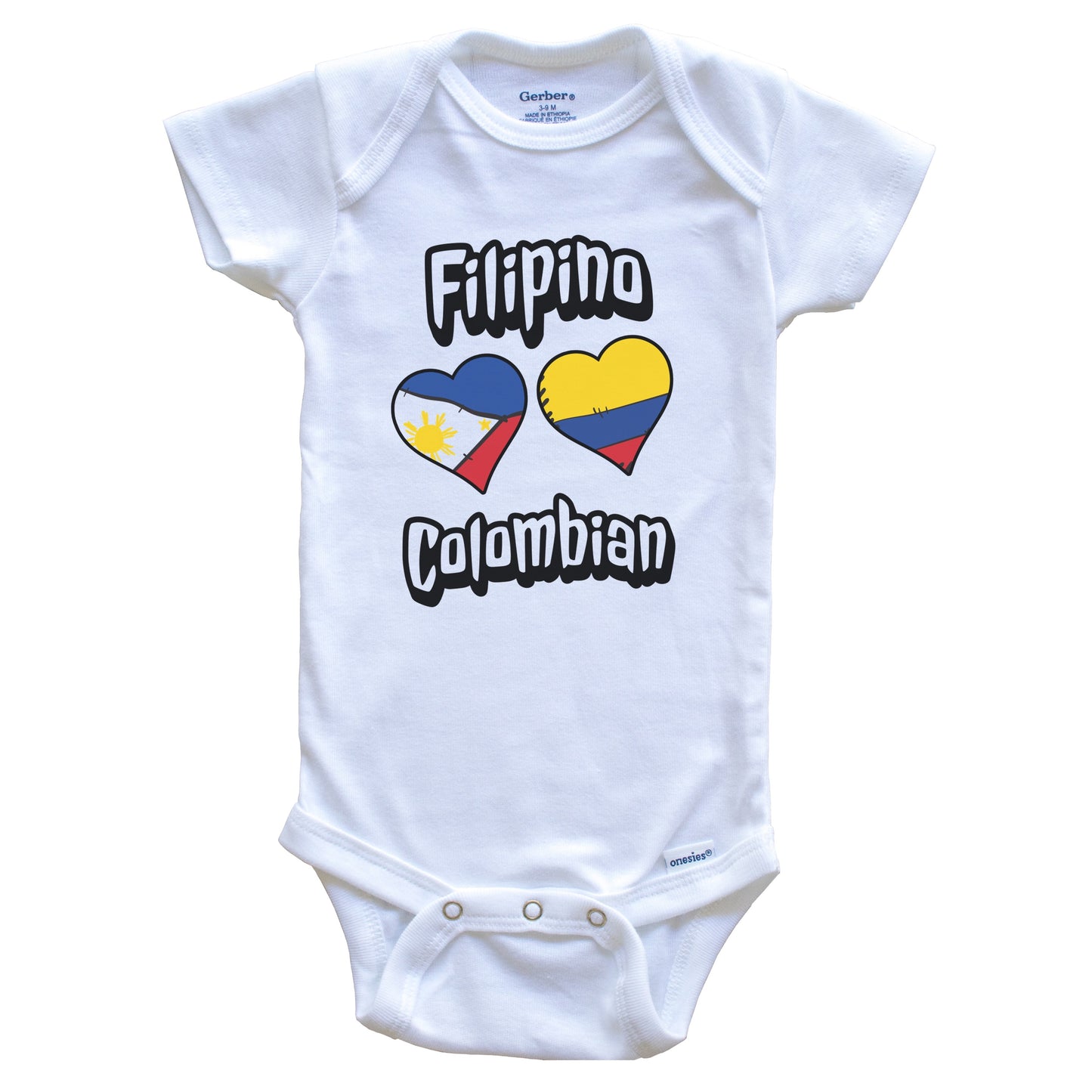 Filipino Colombian Flag Heart Combo Philippines Colombia Baby Bodysuit