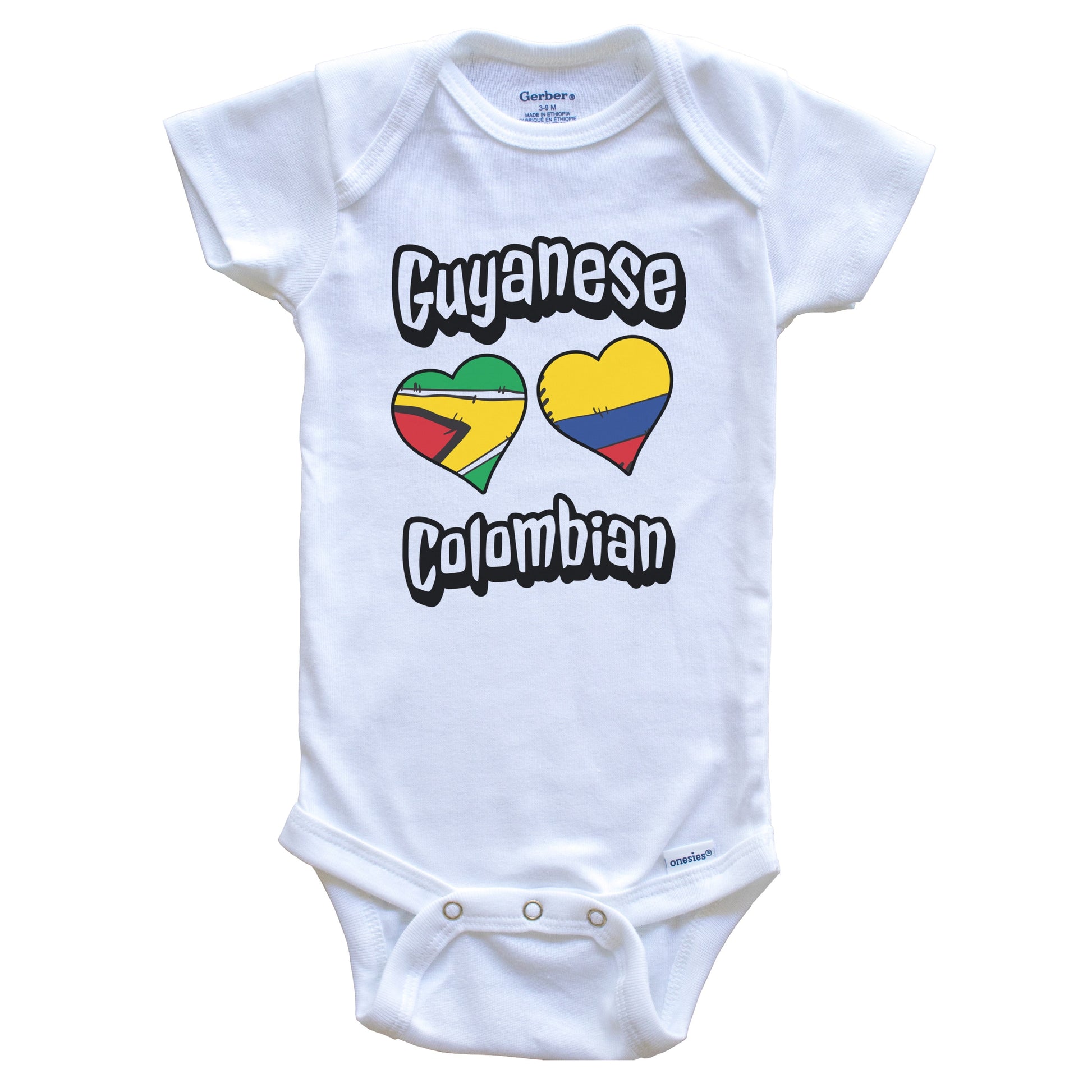 Guyanese Colombian Flag Heart Combo Guyana Colombia Baby Bodysuit