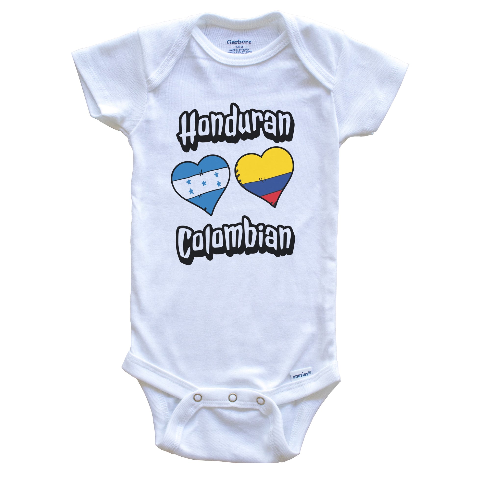 Honduran Colombian Flag Heart Combo Honduras Colombia Baby Bodysuit