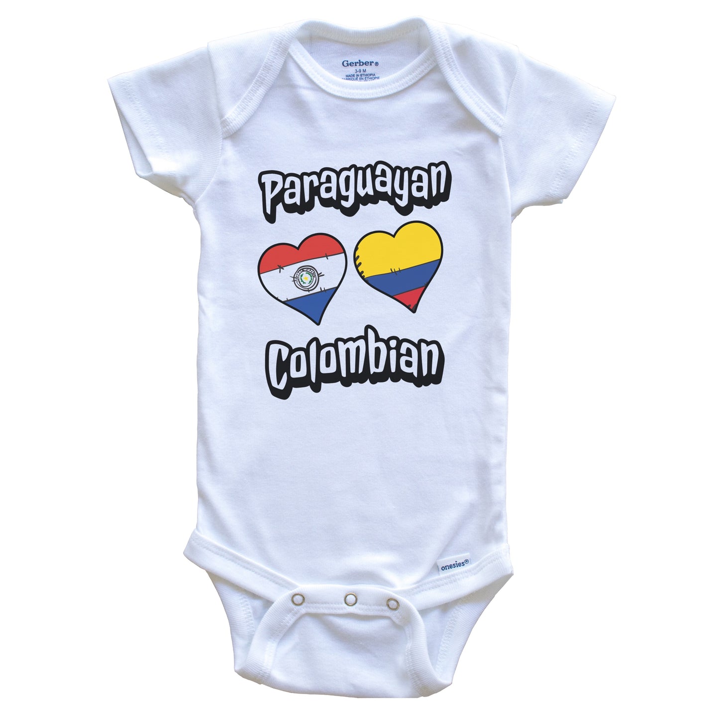 Paraguayan Colombian Flag Heart Combo Paraguay Colombia Baby Bodysuit