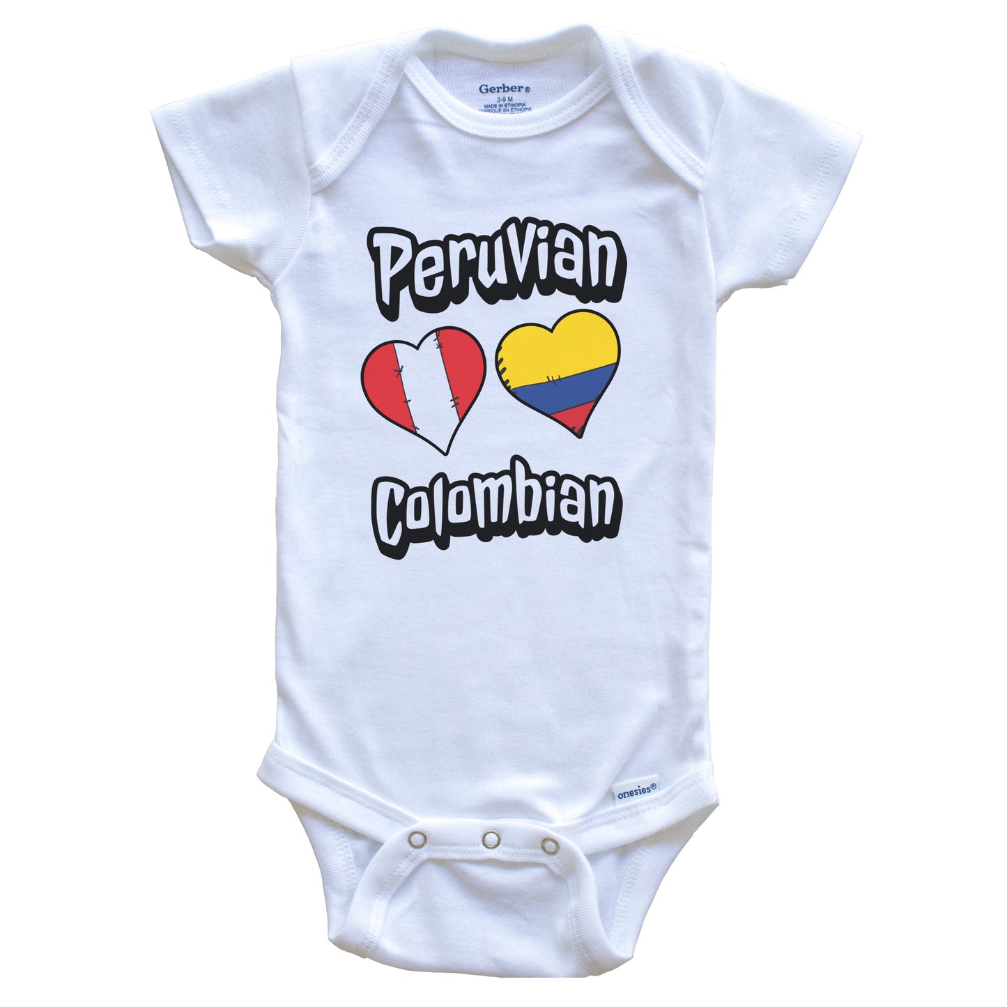 Peruvian Colombian Flag Heart Combo Peru Colombia Baby Bodysuit